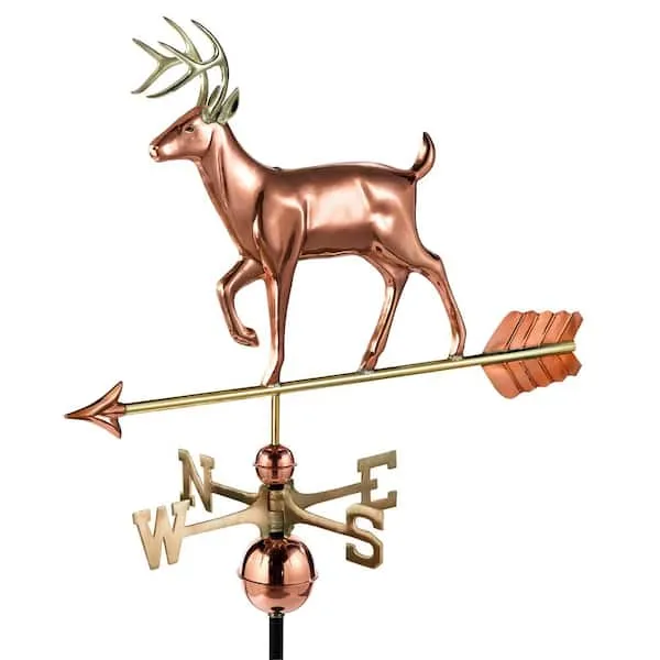 Good Directions White Tail Buck / Deer Weathervane, Pure Copper, Rooftop, Roof Décor, Wildlife