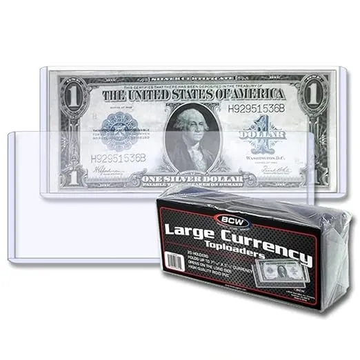 Clear Currency Topload Holder Protector for Large Older Bills