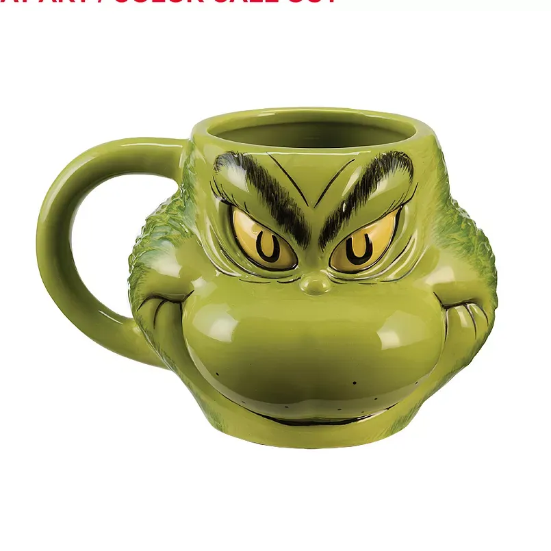 Dr. Seuss The Grinch Face Sculpted Ceramic Mug, Multi