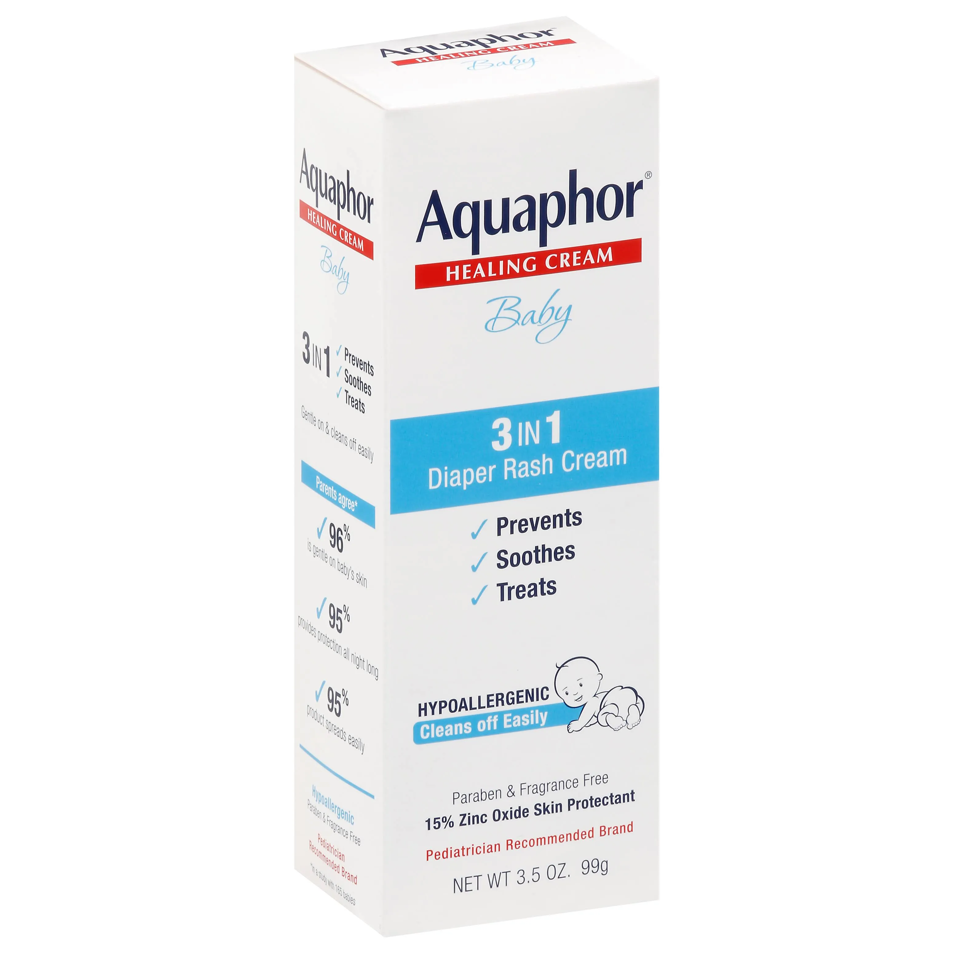 Aquaphor Baby 3 in 1 Diaper Rash Cream 3.5 oz