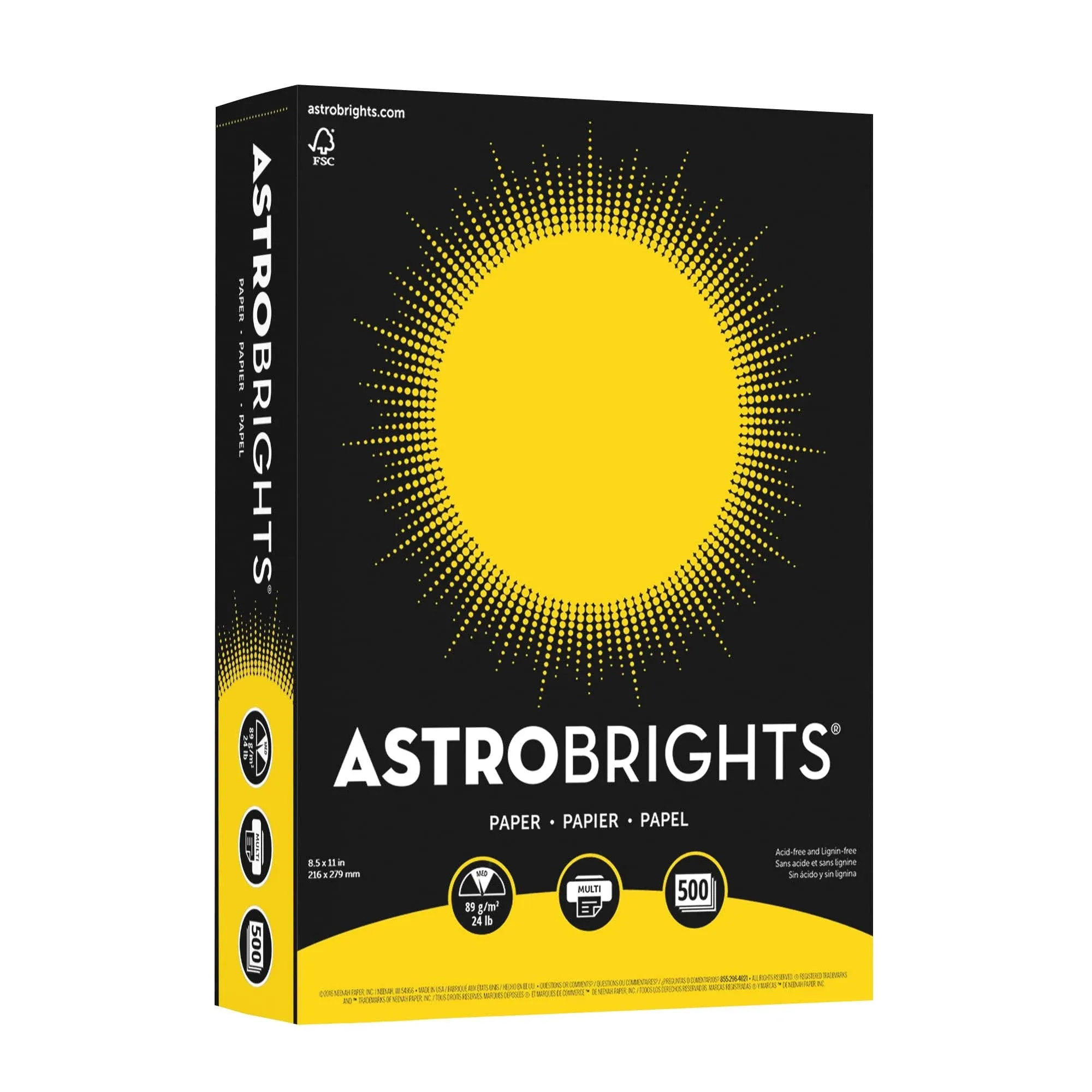 Astrobrights Copy Paper, 8.5" x 11", Solar Yellow - 500 pack