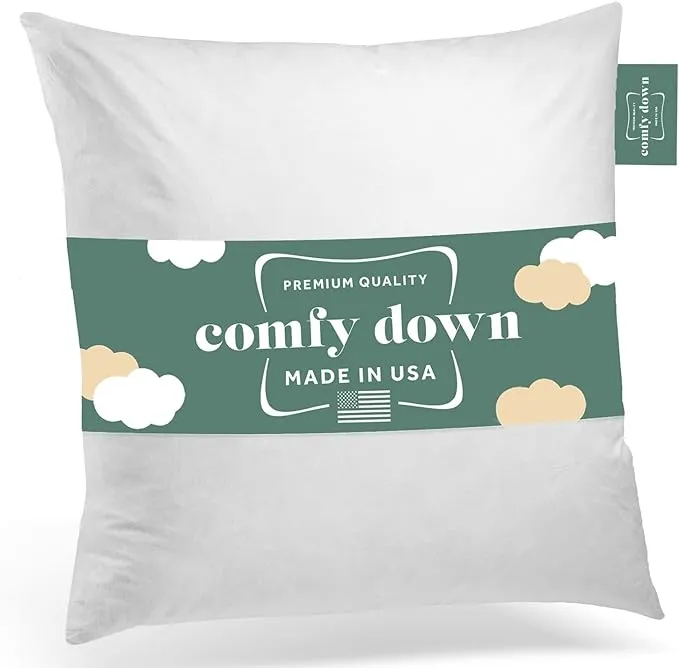 ComfyDown Decorative Throw Pillow Insert, Down and Feathers Fill