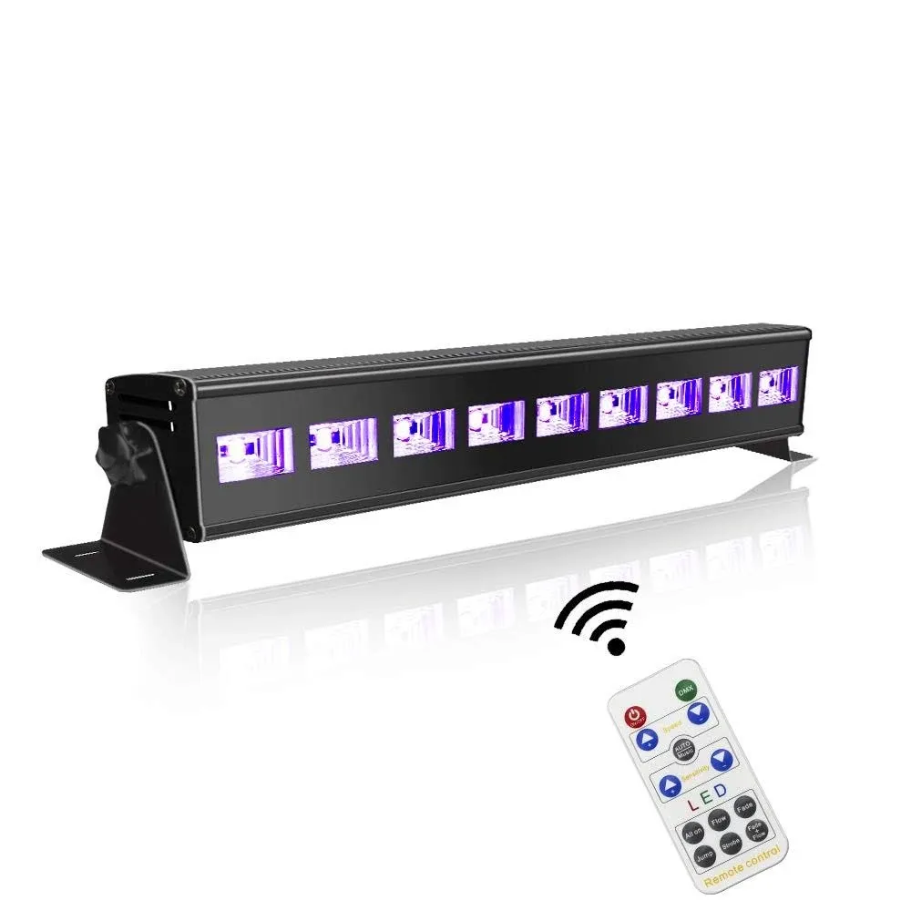 60 ft-Remote UV Black Light for Parties, JLPOW Super Bright 27W Dimmable Sound Activated Black Lights, DMX Control 9 LED UV Bar Blacklight,Best for Glow Dance Party Birthday Wedding DJ Stage Lighting