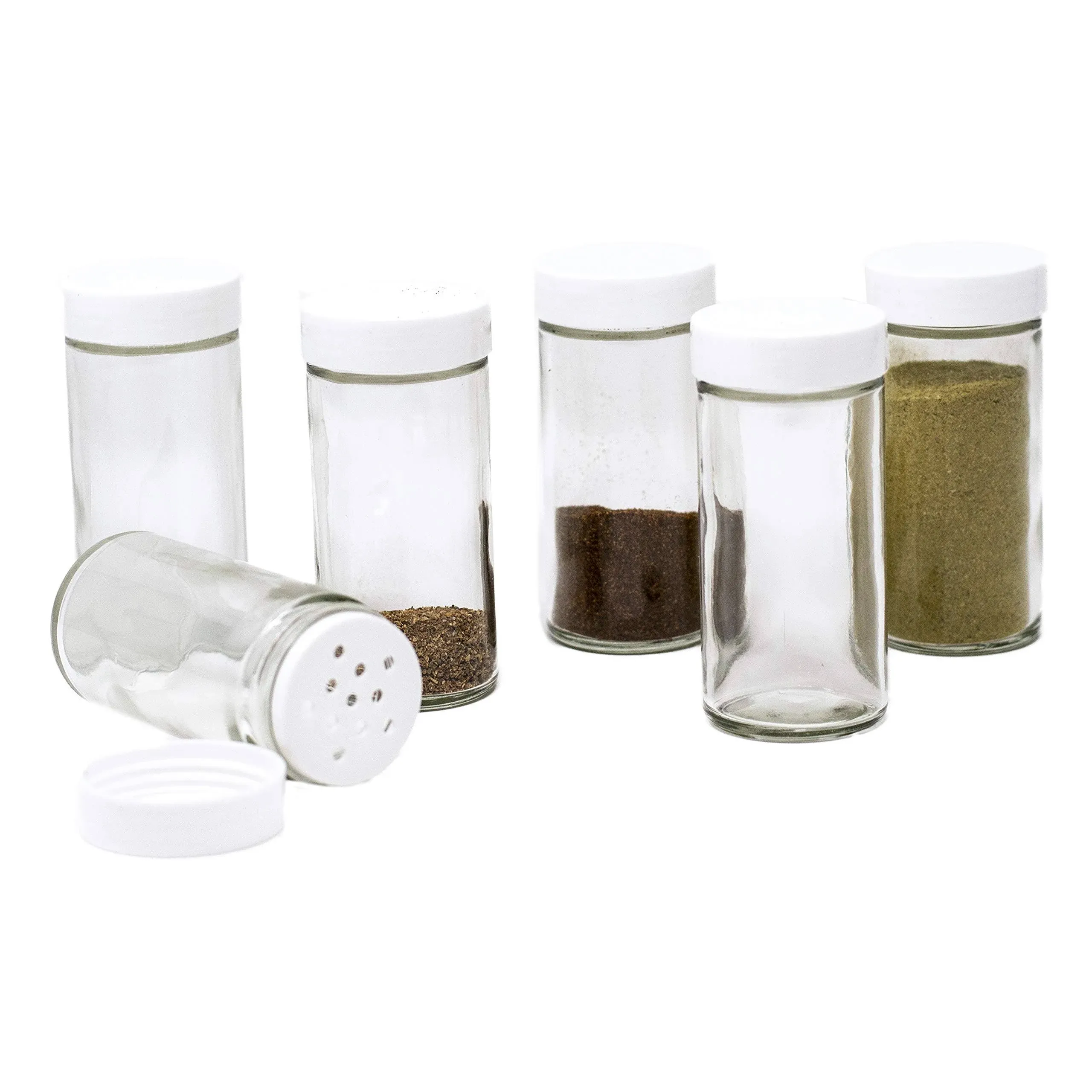 CS Household Glass Spice Jars- Set of Six Glass Spice Bottles