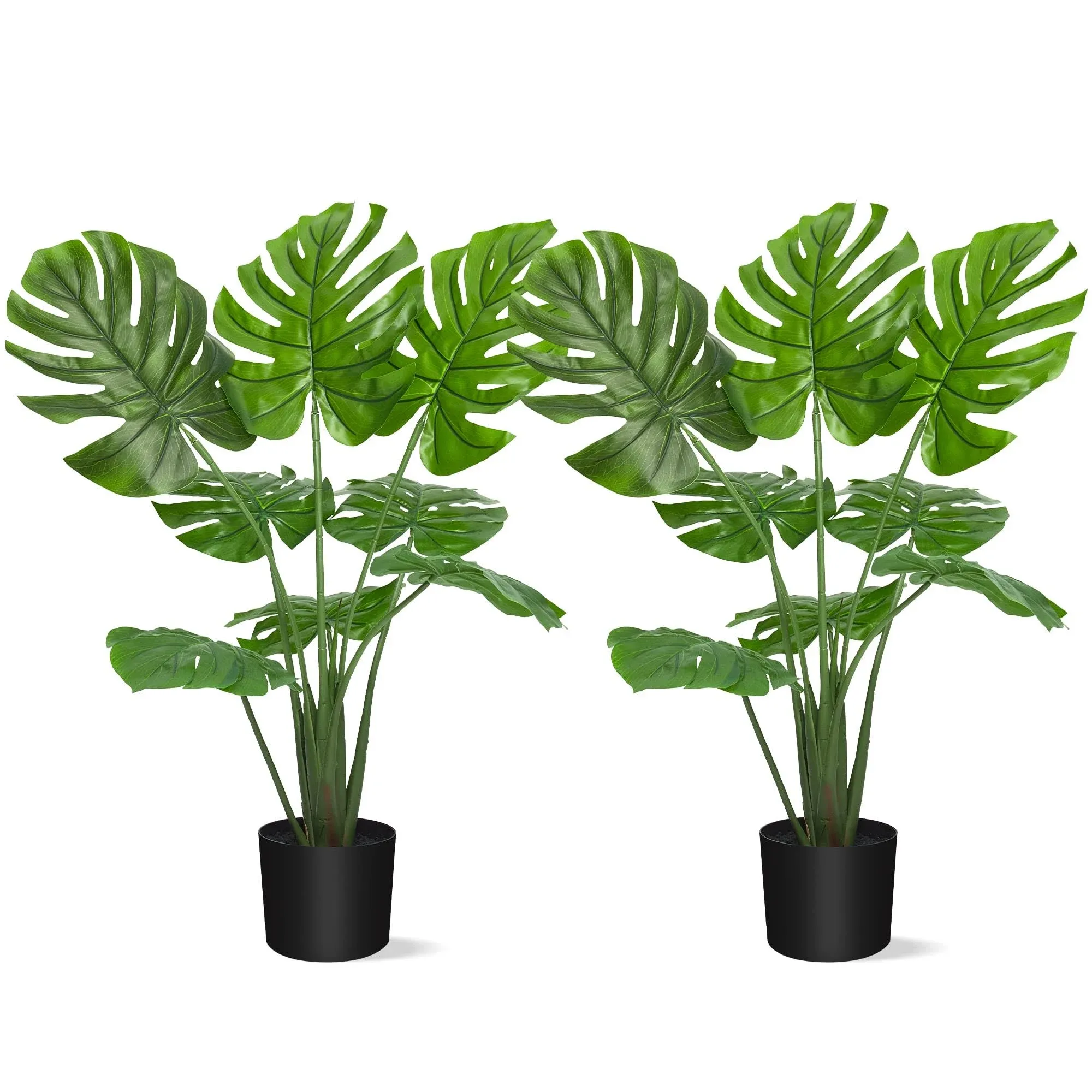 [2 Packs] Artificial Monstera Deliciosa Plant, 29inch Faux Monstera Tropical Palm ...