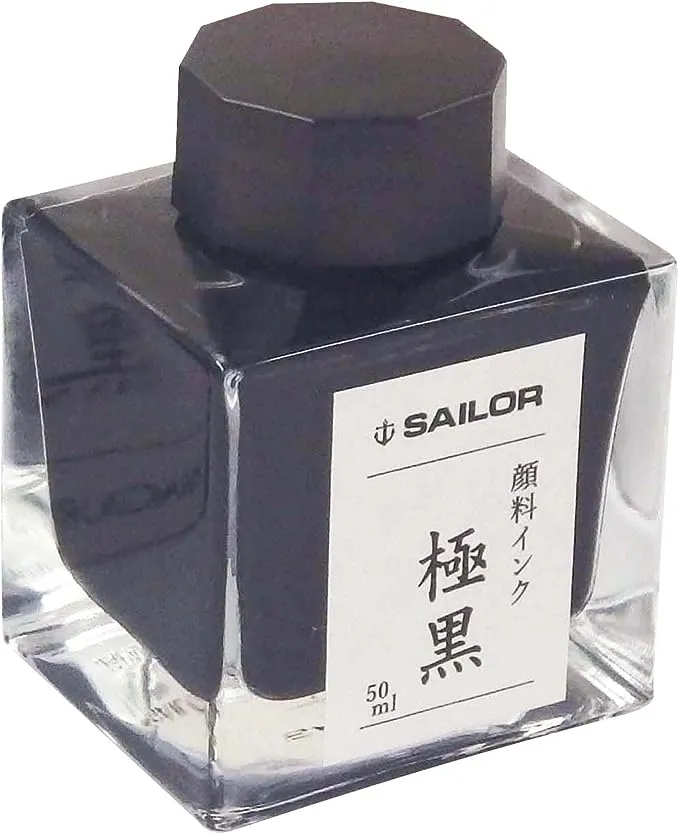 Sailor Fountain Pen, Pigment Bottle Ink, 1.7 fl oz (50 ml), Ultra Black 13-2002-220