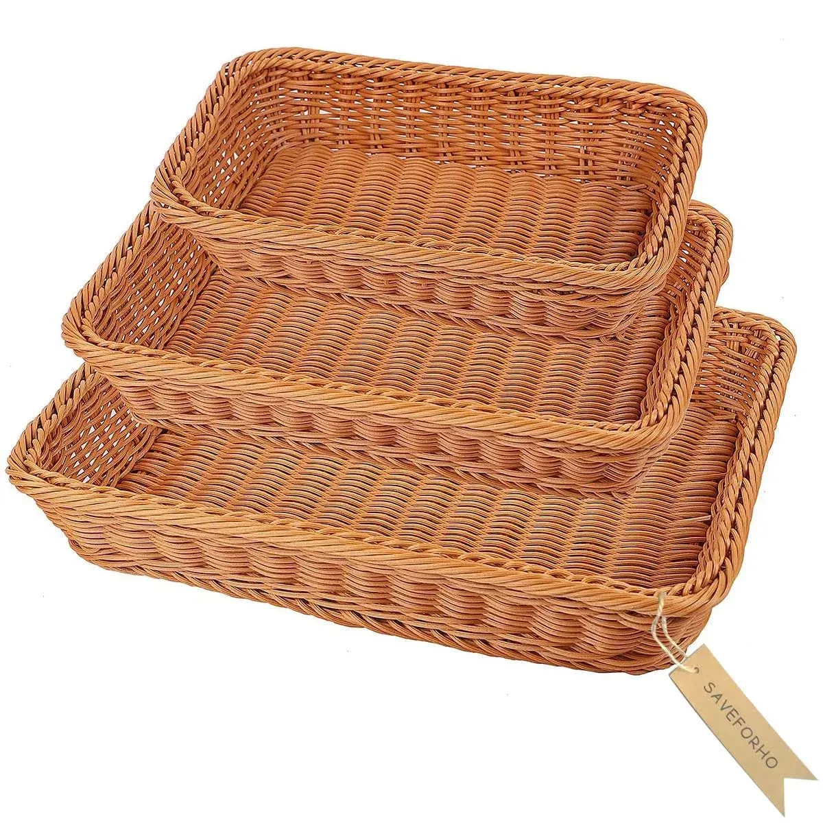 SAVEFORHO Poly Wicker Woven Bread Basket