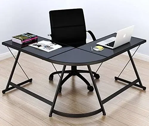 SHW Gaming Desk Computer L-Shape Corner Studio Table