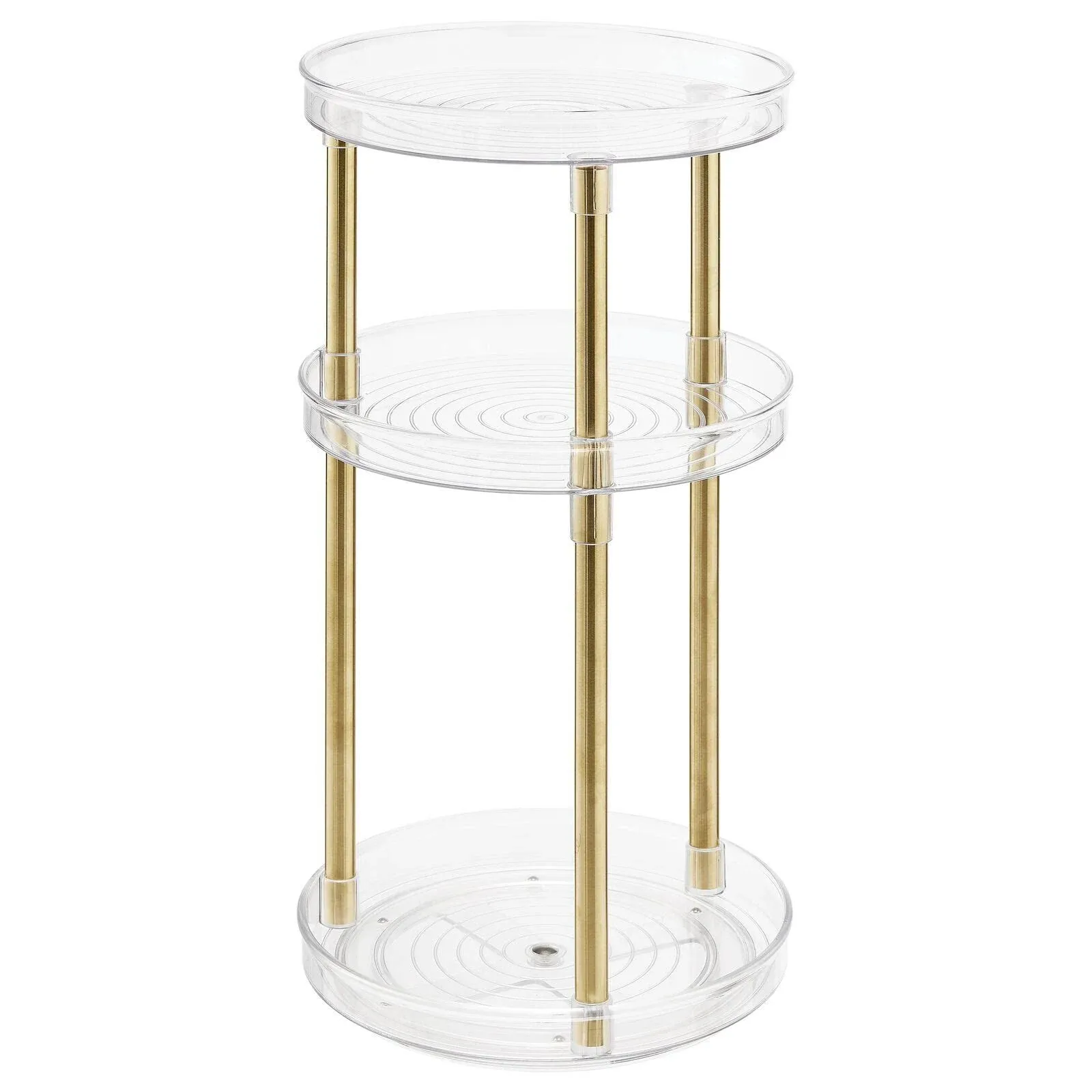 mDesign Spinning 3-Tier Lazy Susan 360 Makeup Organizer Storage Tower - Clear ...