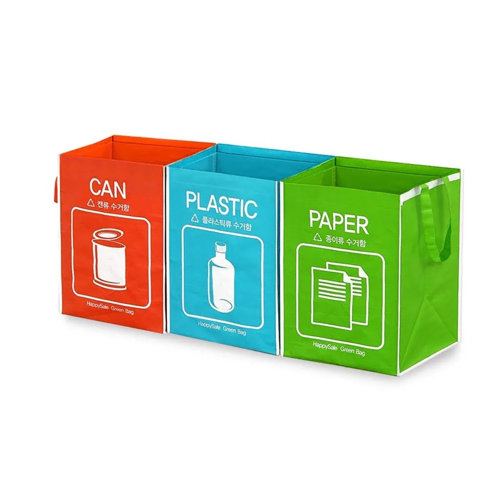 Recycle Bag Separate Recycle Bin Waterproof Wastebaskets Compartment 3 pieces