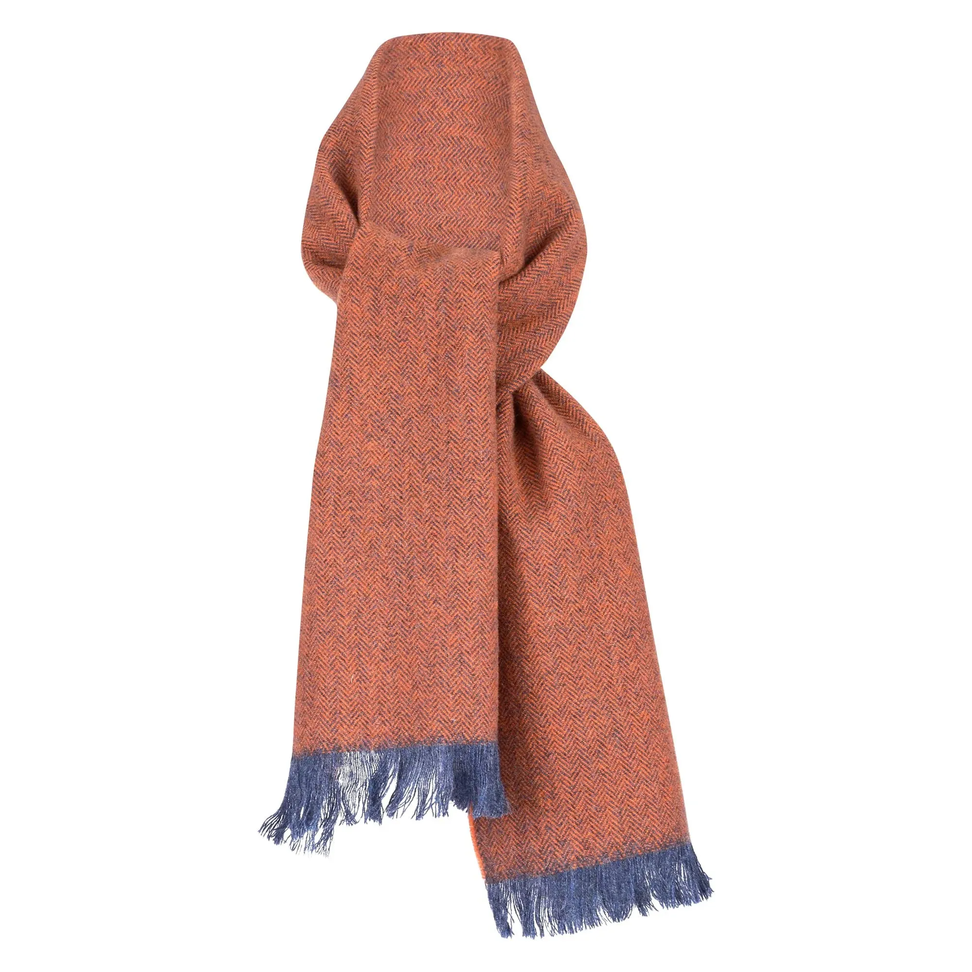 Biddy Murphy Men's Warm Winter Scarf, 100% Wool, Classic Herringbone, Made in Ireland