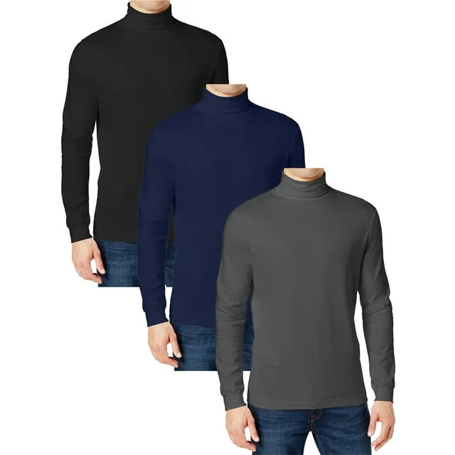 3-Pack Men's Long Sleeve Turtle Neck T-Shirt (Sizes, S to 2XL)