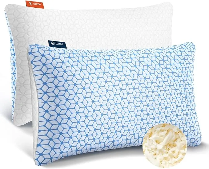 Love Attitude Pillows Queen Size Set of 2, Queen Pillows 2 Pack for Bed Shredded Memory Foam Pillows Adjustable, Cooling Pillow Soft and Supportive