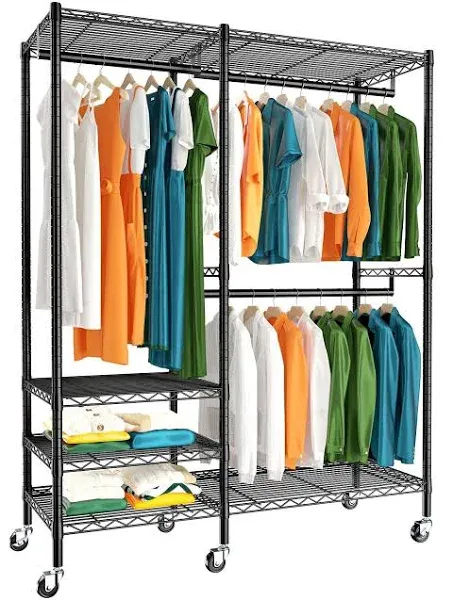 Raybee Heavy Duty Clothes Rack, Adjustable and Portable, with Wheels, 705Lbs ...