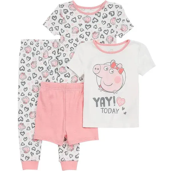 Peppa Pig Toddler Girls S/S Yay For Today 4pc Pajama Set Size 2T 3T 4T 