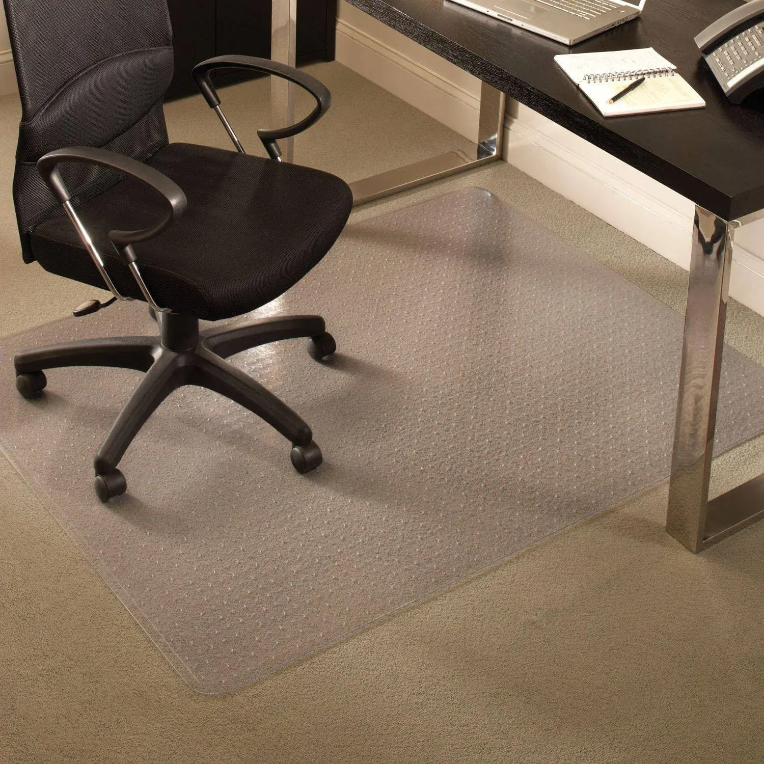 ES Robbins Chair Mat for Carpet - Medium Pile, 45&#034; x 53&#034; Rectangle, Clear