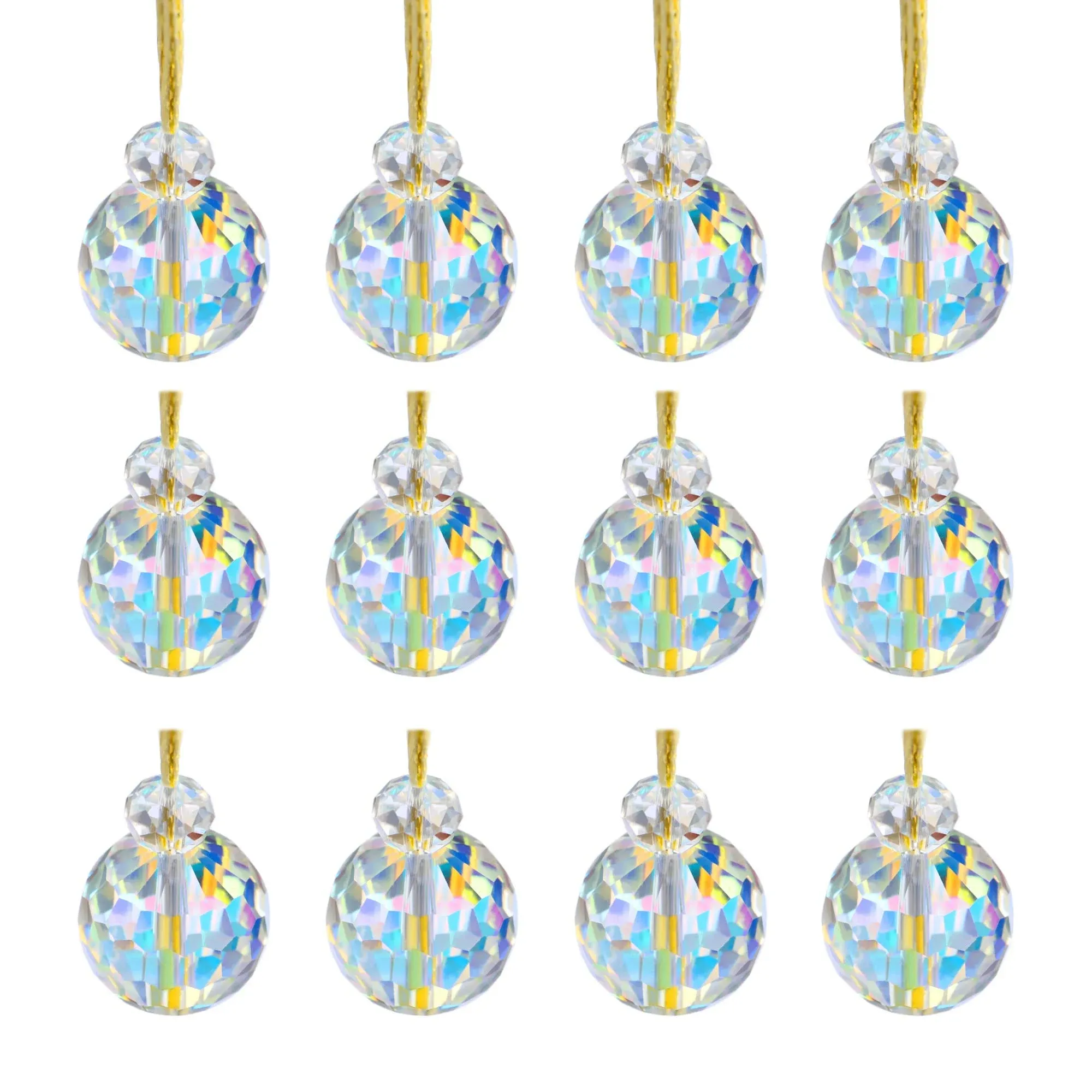 12 Pcs Crystal Glass Christmas Balls Ornaments, 0.87" Mini AB Color Prism Ball Christmas Tree Decorations, Hanging Crystal Ornament Clearance for Xmas Wedding Party Home Decor(AB)