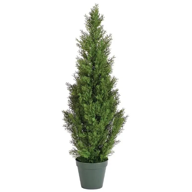 One 3 Foot Outdoor Artificial Cedar Topiary Tree Potted Plant