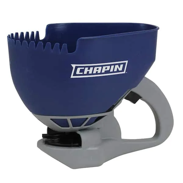 Chapin 8705A: 1.6-Liter (0.3-Gallon) Ice Melt & Salt Hand Crank Spreader, Poly Toothed Edge Scoop with Thumb Control Gate and Impeller