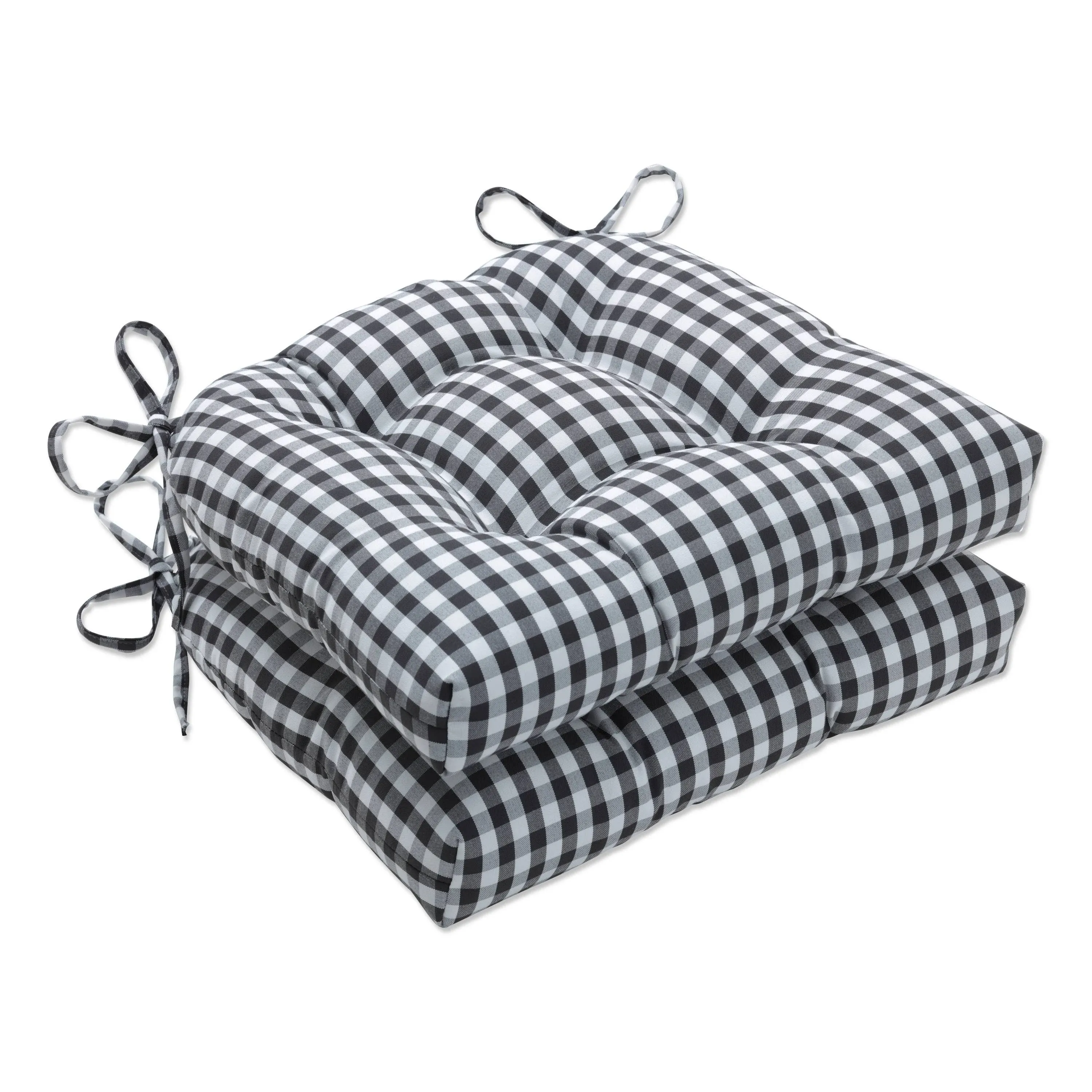 Pillow Perfect 15.5-in x 16-in 2-Piece Black Patio Chair Cushion