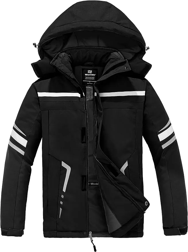 Wantdo Men's Windproof Snowboarding Jacket Mountain Waterproof Ski Jacket Warm Winter Snow Coat