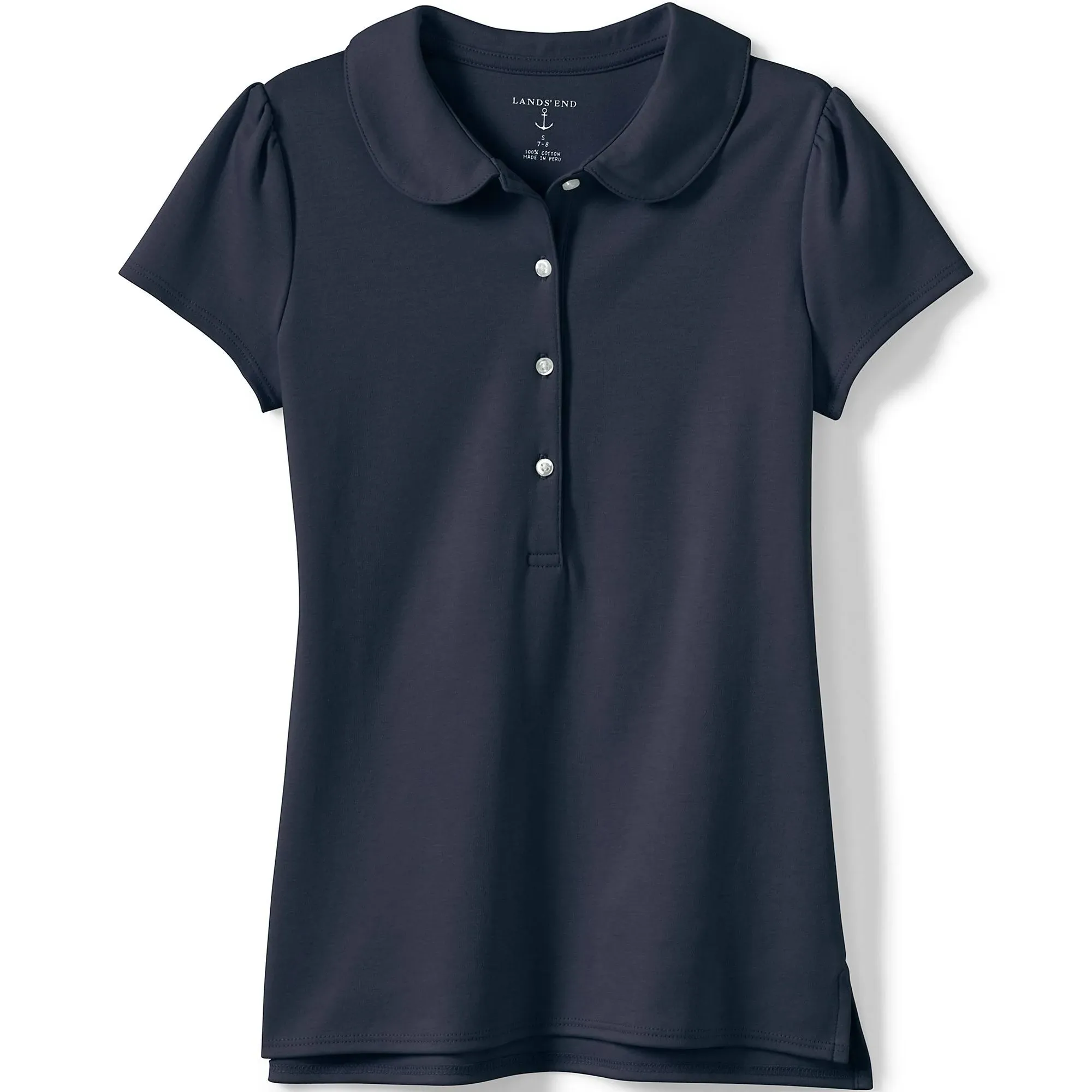 Lands' End Girls Short Sleeve Peter Pan Collar Polo Shirt