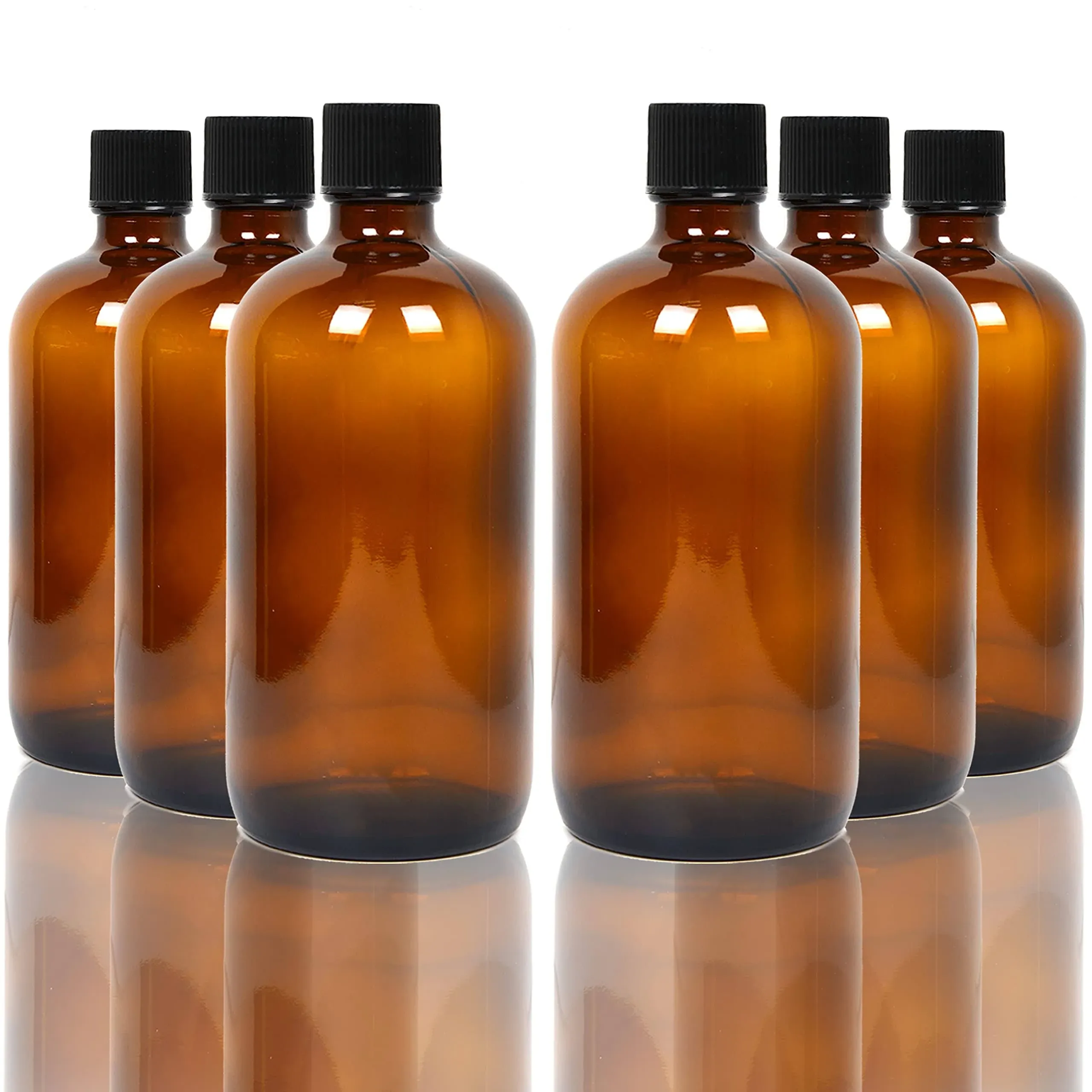 Youngever 6 Pack 8 Ounce Empty Glass Bottles with Lids, Amber Glass Growlers 8 Ounce with Tight Seal Lids, Perfect for Secondary Fermentation, Storing Kombucha, Kefir, Glass Beer Growler