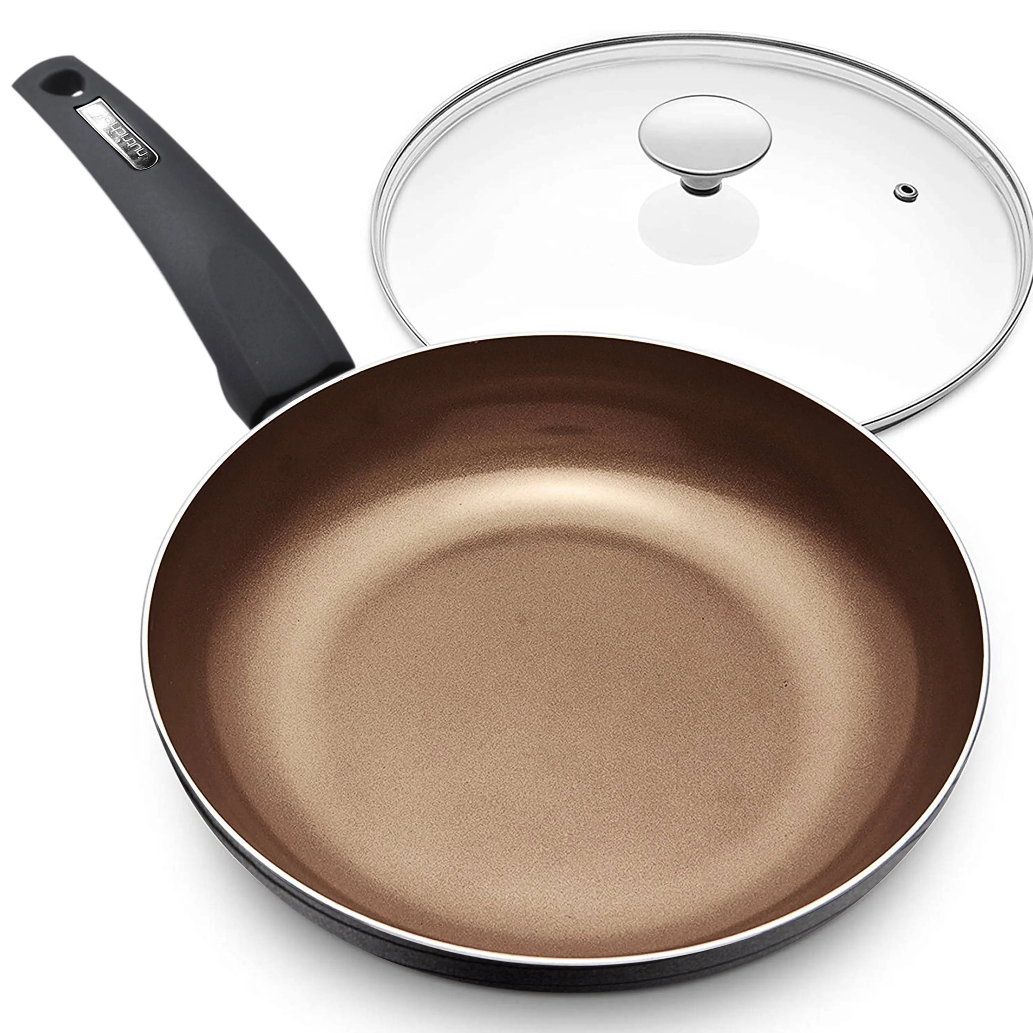 NutriChef 8'' Durable Small Fry Pan, PTFE/PFOA/PFOS-Free Hard-Anodized Look Heat Resistant Lacquer, Model: NCCW12S-NutriChef PRTNCCW12SFP, Non-stick Kitchen Cookware, Induction compatible