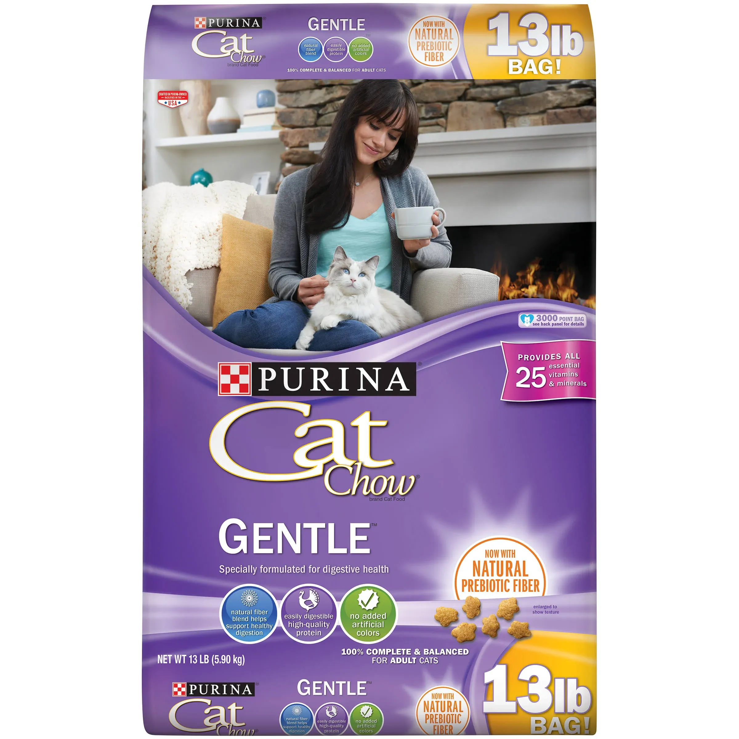 Purina Cat Chow Dry Cat Food, Gentle - 13 lb bag