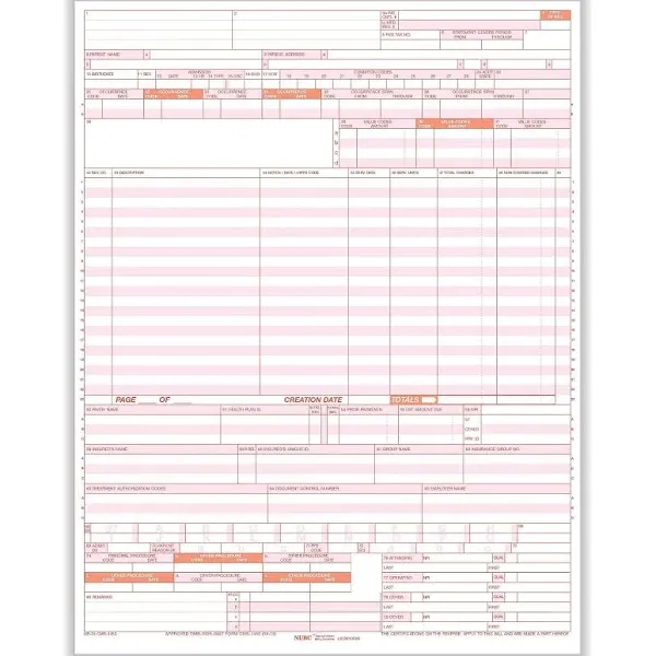 TFP UB-04 CMS-1450 1-Part Health Insurance Claims, 2500/CT (UB04LC)