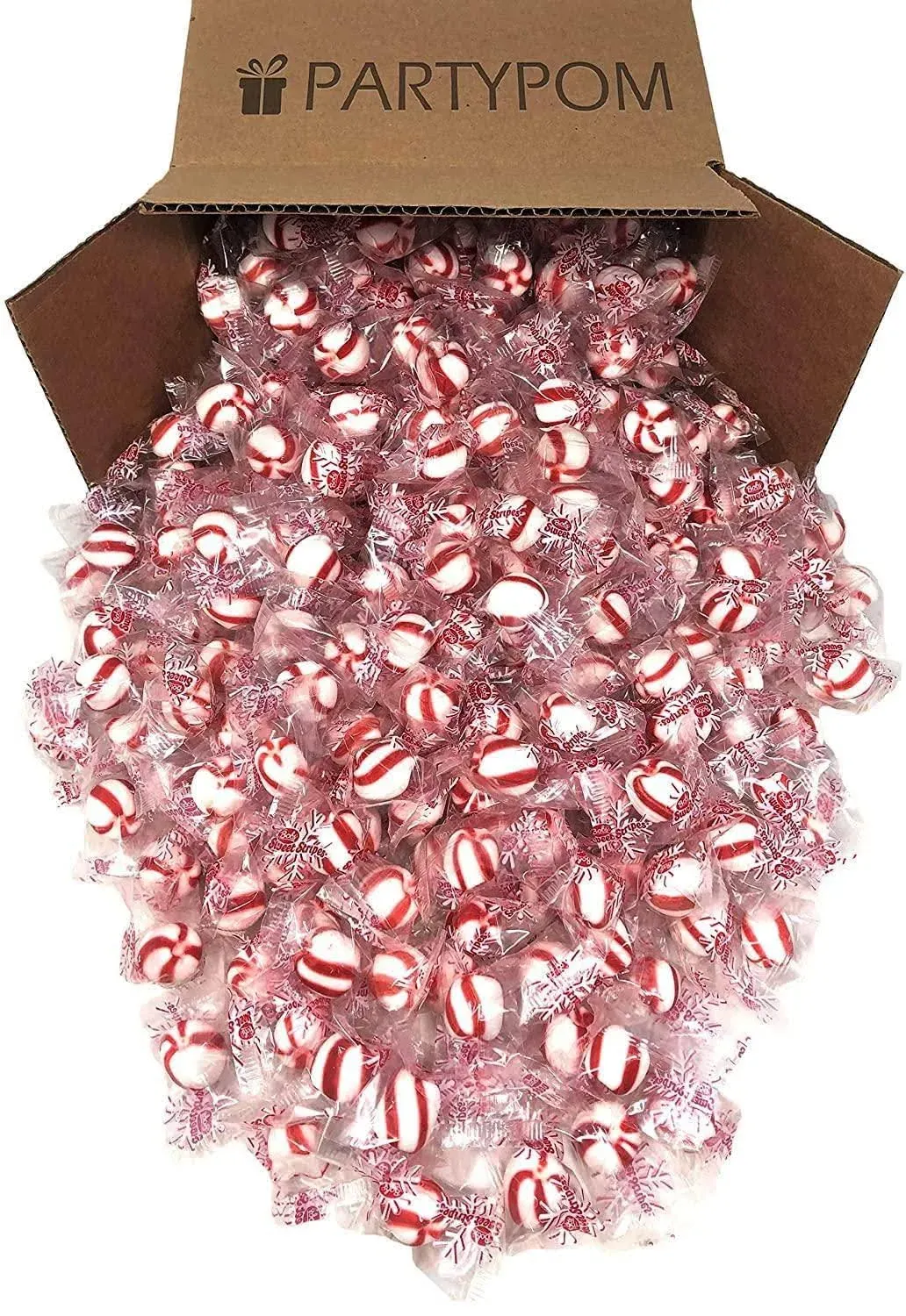 Bobs Sweet Stripes Soft Peppermint Candy Balls, 330 Count Holiday Classic Christmas Candy Bulk, Stocking Stuffer, Individually Wrapped Red and White Striped Peppermint Puffs