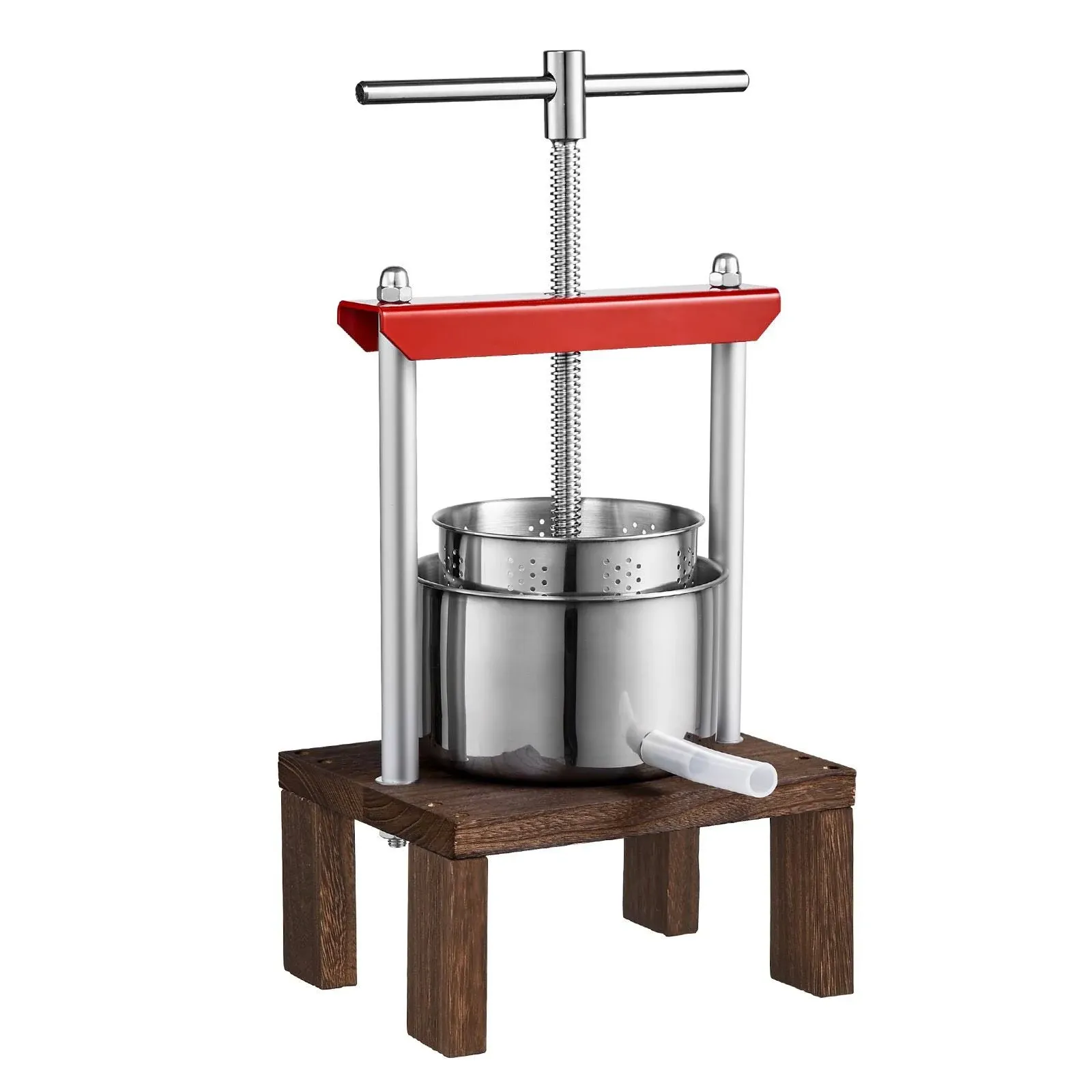 VEVOR Fruit Wine Press, 0.53 Gallon/2L, 2 Stainless Steel Barrels, Manual Juice Maker, Cider Apple Grape Tincture Vegetables Honey Olive Oil Making