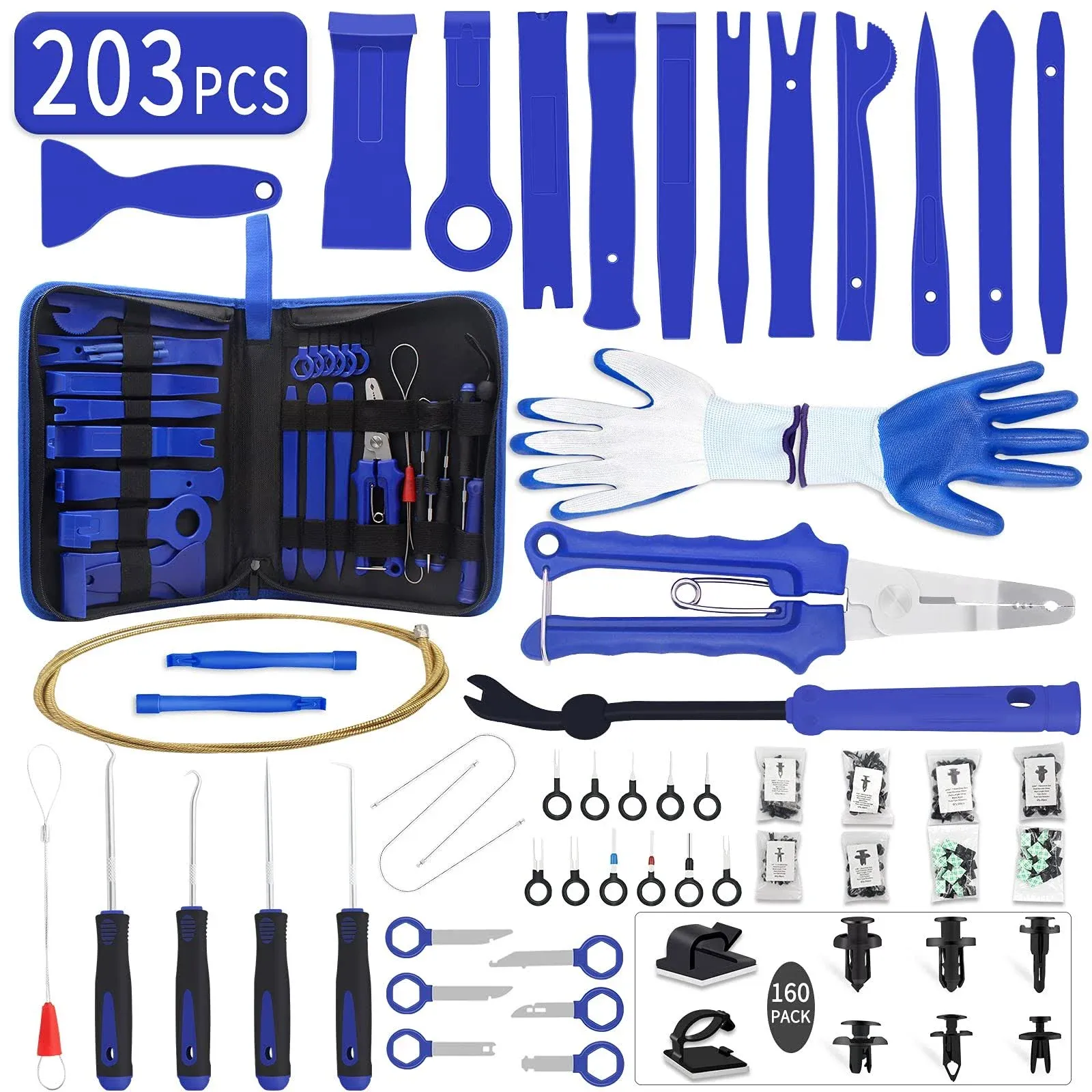 Wetado 203pcs Trim Removal Tool Kit, Car Panel/Door/Audio Removal Tool Set, Auto ...