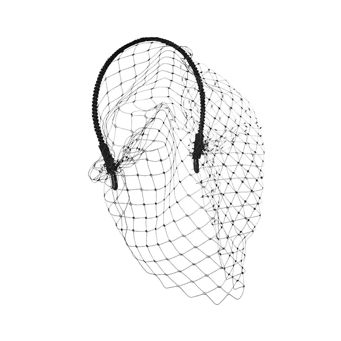 Lurrose Headband with Black Veil Hair Hoop Simple Elegant Mesh 