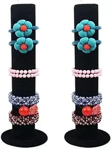 Glitterymall 2 Pack Black Velvet Jewelry Bracelet Watch Display Stand Bar Rack 1