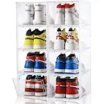 【Large &amp; Thicken】Shoe Storage Box, 8 PACK, Shoe Organizer Shoe Box Clear Plas...