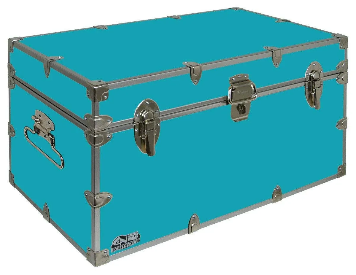 C&N Footlockers - Large Undergrad Storage Trunk - Made in the USA - Only STEEL Footlocker on Amazon - Durable Chest with Lid Stay - 32 x 18 x 16.5 Inches (Teal)