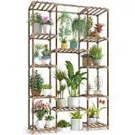 CFMOUR Wood Plant Stand Indoor Outdoor, 62.2" Tall Flower Shelf Tiered Plant Stands for Multiple Plants Large Planter Holder Hanging Shelves Rack for