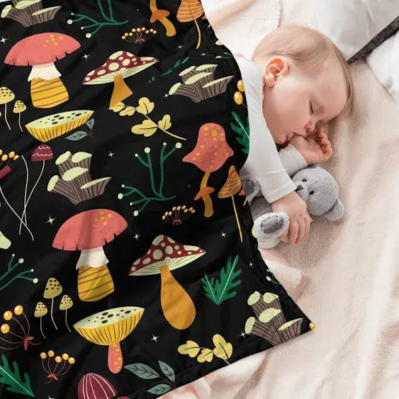 Mushroom Blanket Soft Flannel Fleece Lightweight Mushrooms Throw Blanket for Kids Boys Girls All Season Plant Blankets for Sofa Couch Bed Decorative Mushroom Blanket Valentines Day Gifts 60"x50"