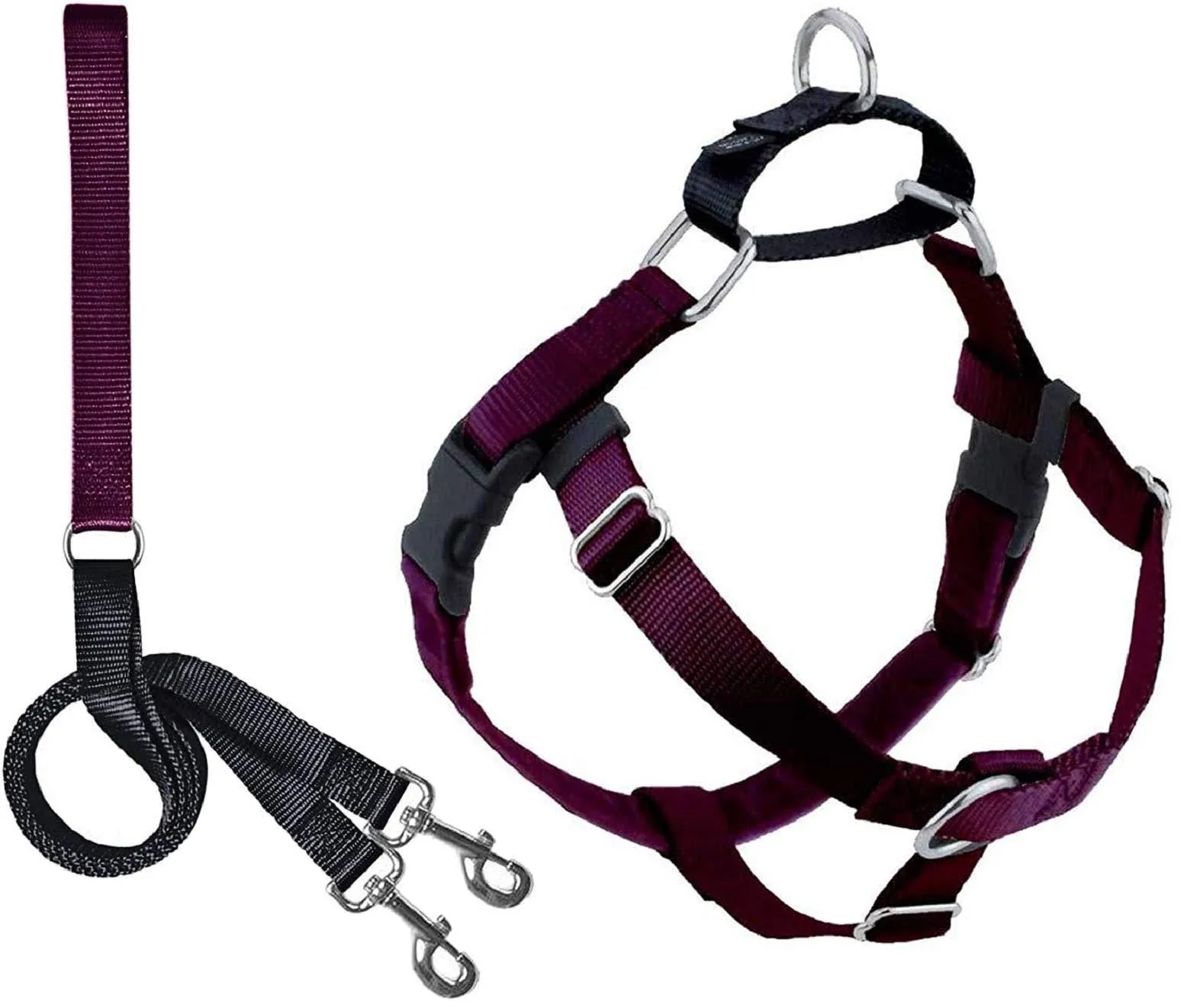 2 Hounds Design Freedom No Pull Dog Harness Leash Burgundy 1-in Medium