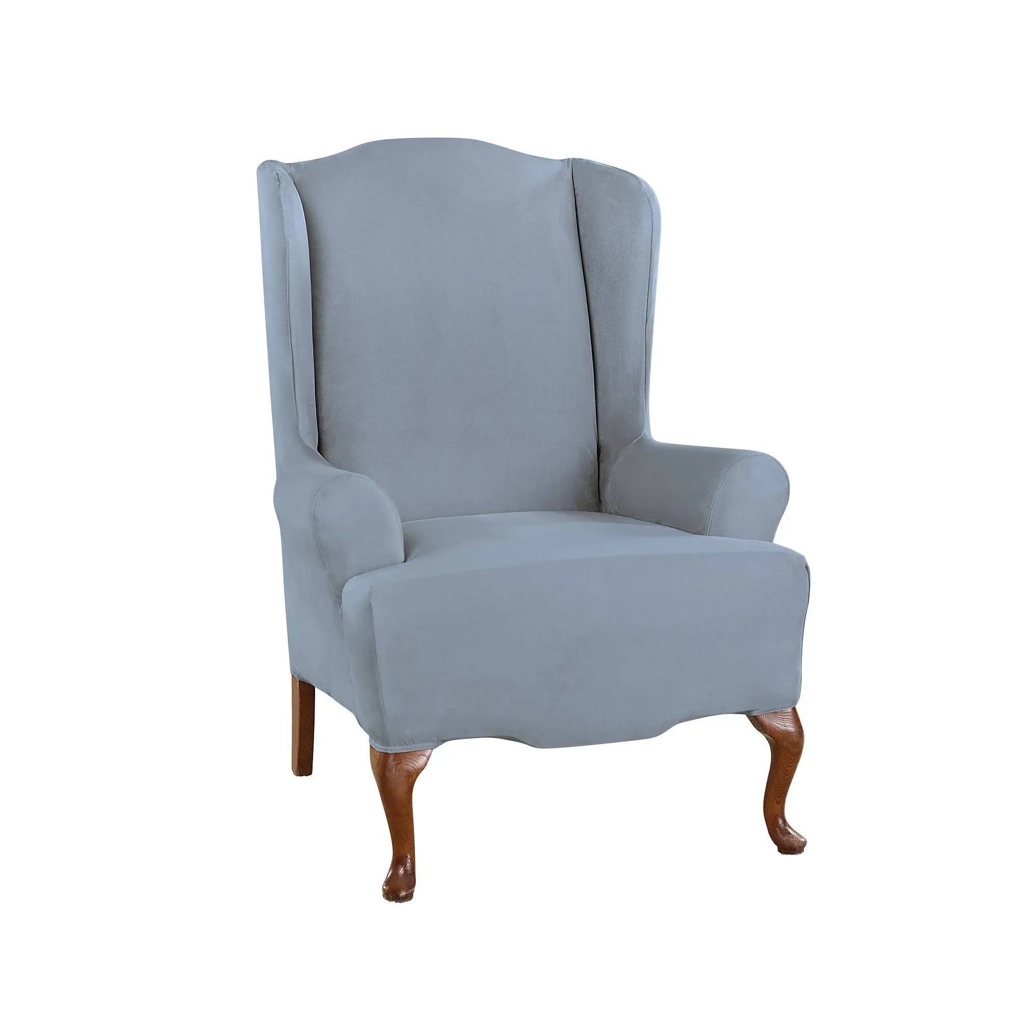 Ultimate Stretch Suede Wing Chair Slipcover Pacific Blue - Sure Fit