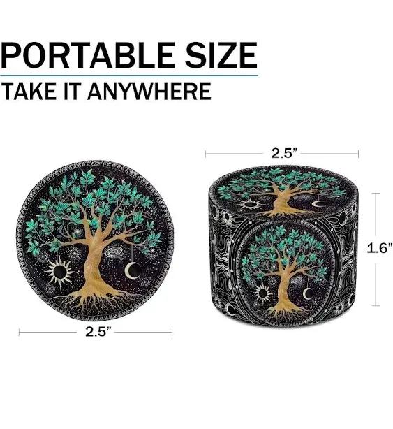 2.5inch Grinder, Boho Tree of Life Grinder, Green