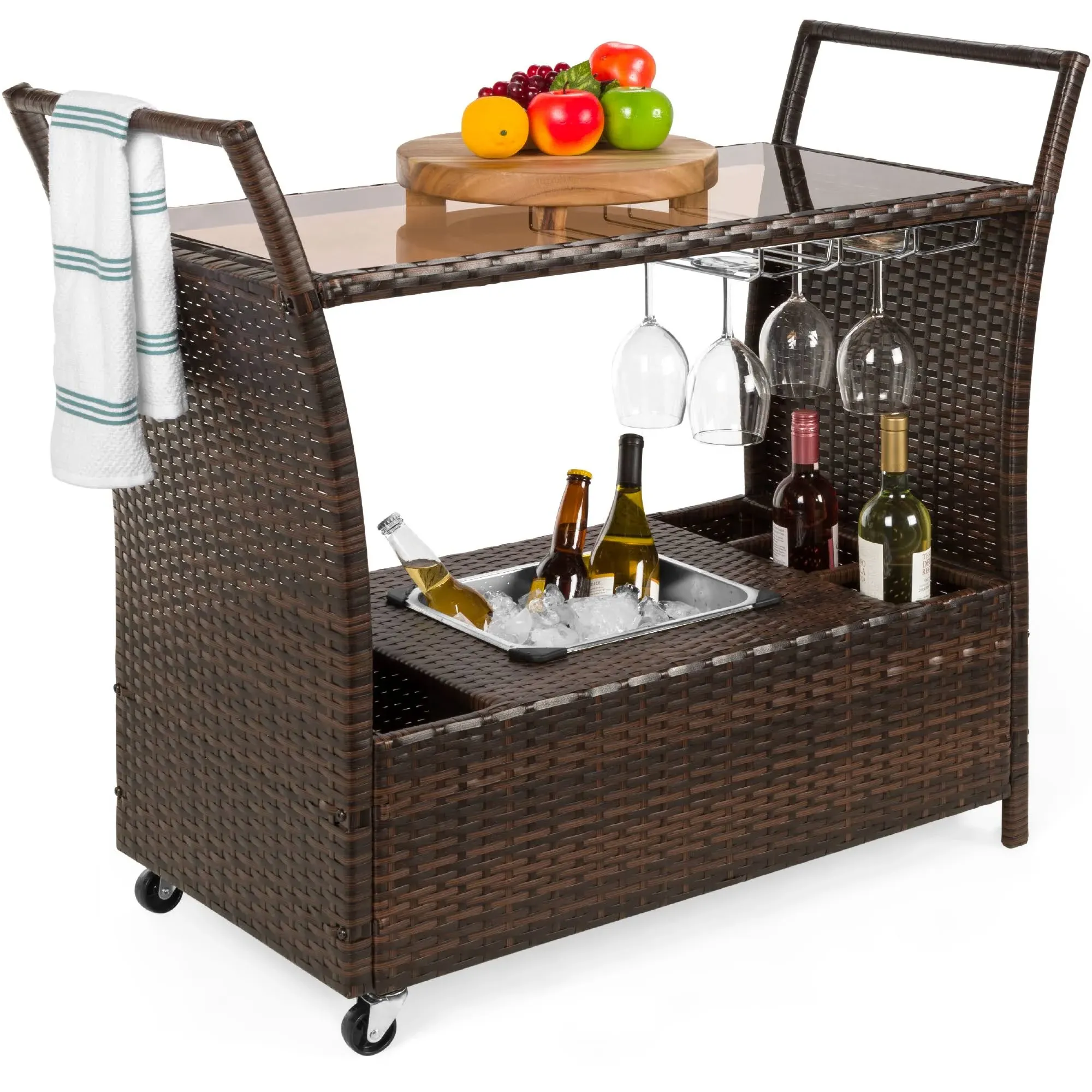 Best Choice Products Outdoor Serving Cart 36.5&#034; x 18&#034; x 43.5&#034; Polyethylene/M<wbr/>etal