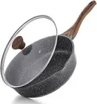 SENSARTE Nonstick Deep Frying Pan Skillet, 10/11/12-inch Saute Pan with Lid, Stay-cool Handle, Chef Pan Healthy Stone Cookware Cooking Pan, Induction Compatible, PFOA Free (10-Inch)