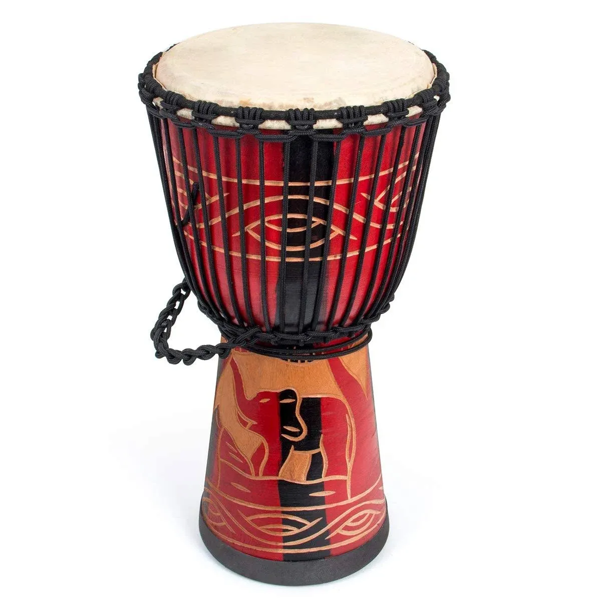 Djembe Drum, AKLOT African Drum Hand-Carved 9.5'' x 20'' Mahogany Goatskin ...