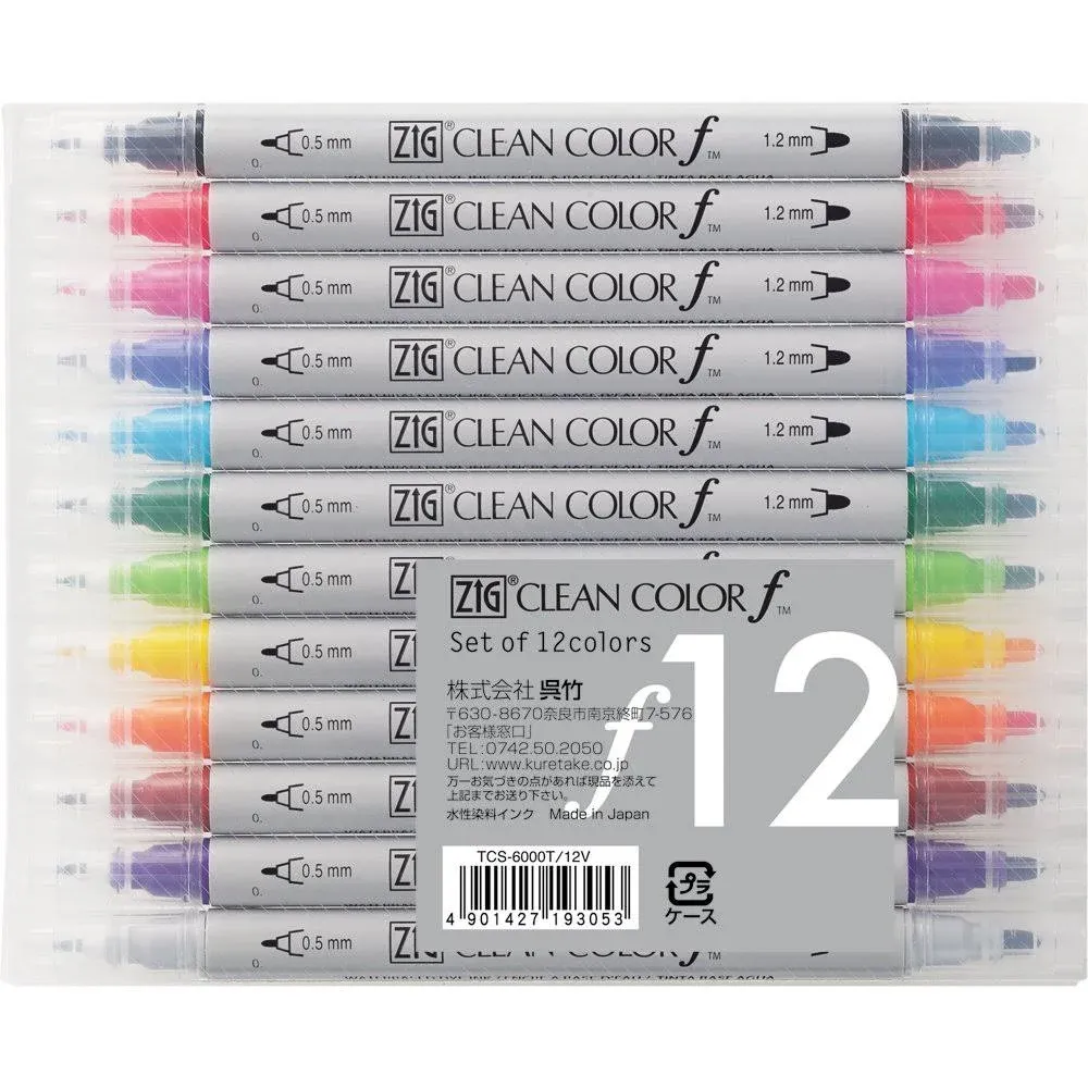 Zig Twin Tip Marker Clean Color f, 12 Color Set (TCS-6000T/12V<wbr/>)