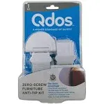 Qdos Safety Zero-Screw Furniture Anti-Tip Kit | White | Patented SecureHooks Anchor Holds up to 200 lbs in Drywall - Easy Installation, No Screws, No Tools-Adhesive to Furniture option! 1 Kit=2 straps