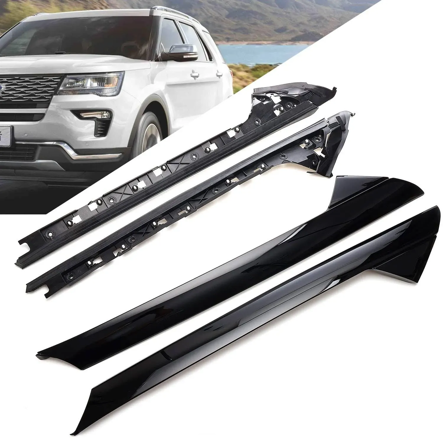 Windshield A-Pillar Molding Trim Compatible with 2011-2019 Ford Explorer replaces ...