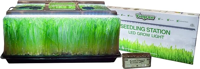 Viagrow Seedling Station Kit with LED Grow Light, Propagation Dome 4X Durable Propagation Tray & Coir