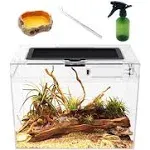 Mini Reptile Terrarium,8" x 8"x 8" Reptile Tank with Full View Visually Appealing，for Insect，Fish，Tarantula，Hermit Crab，Jumping Spider，Iguana，Tortoise，Leopard Gecko，Frog，Bearded Dragon